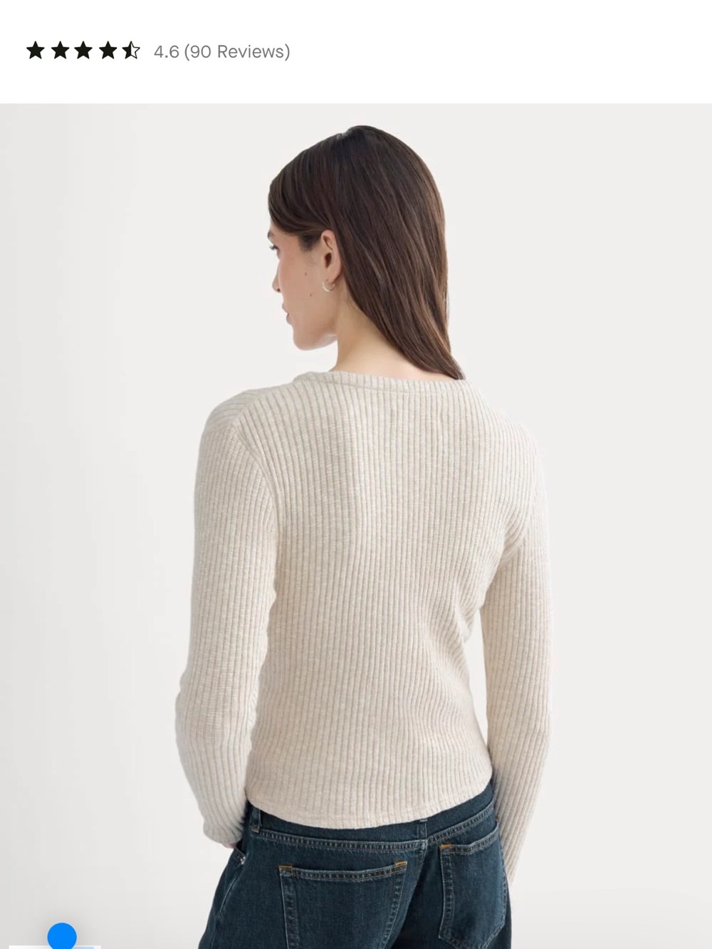 Everlane the Cozy Rib Cardigan in Bone - Picture 2 of 6